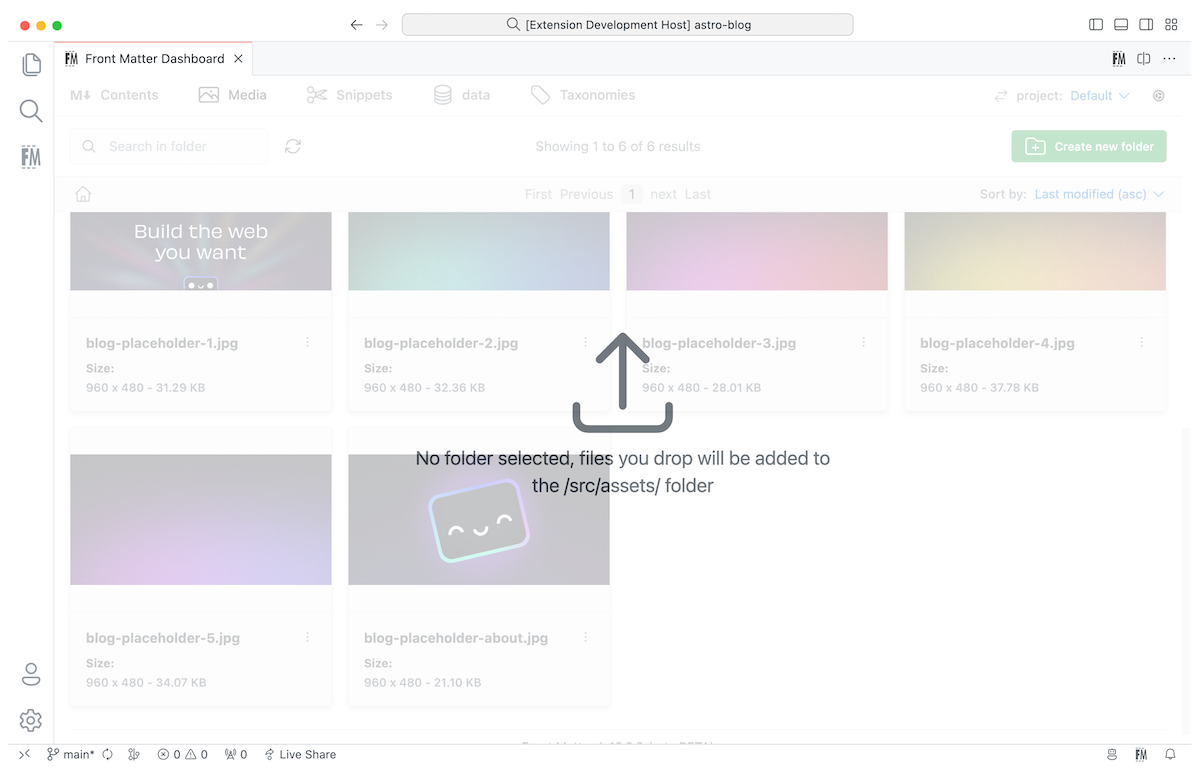 Dashboard - Upload media file