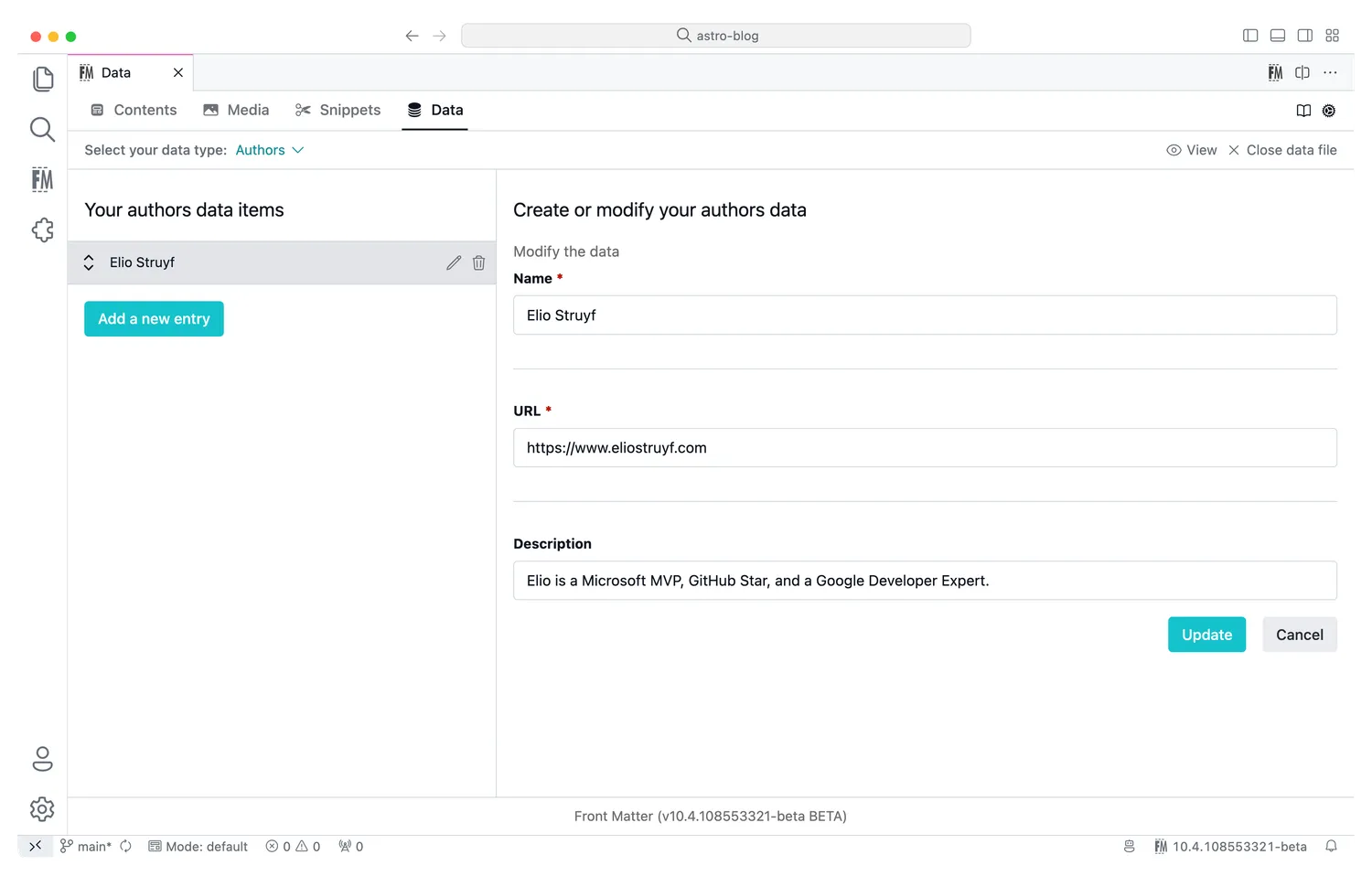 Data dashboard - Sponsor example