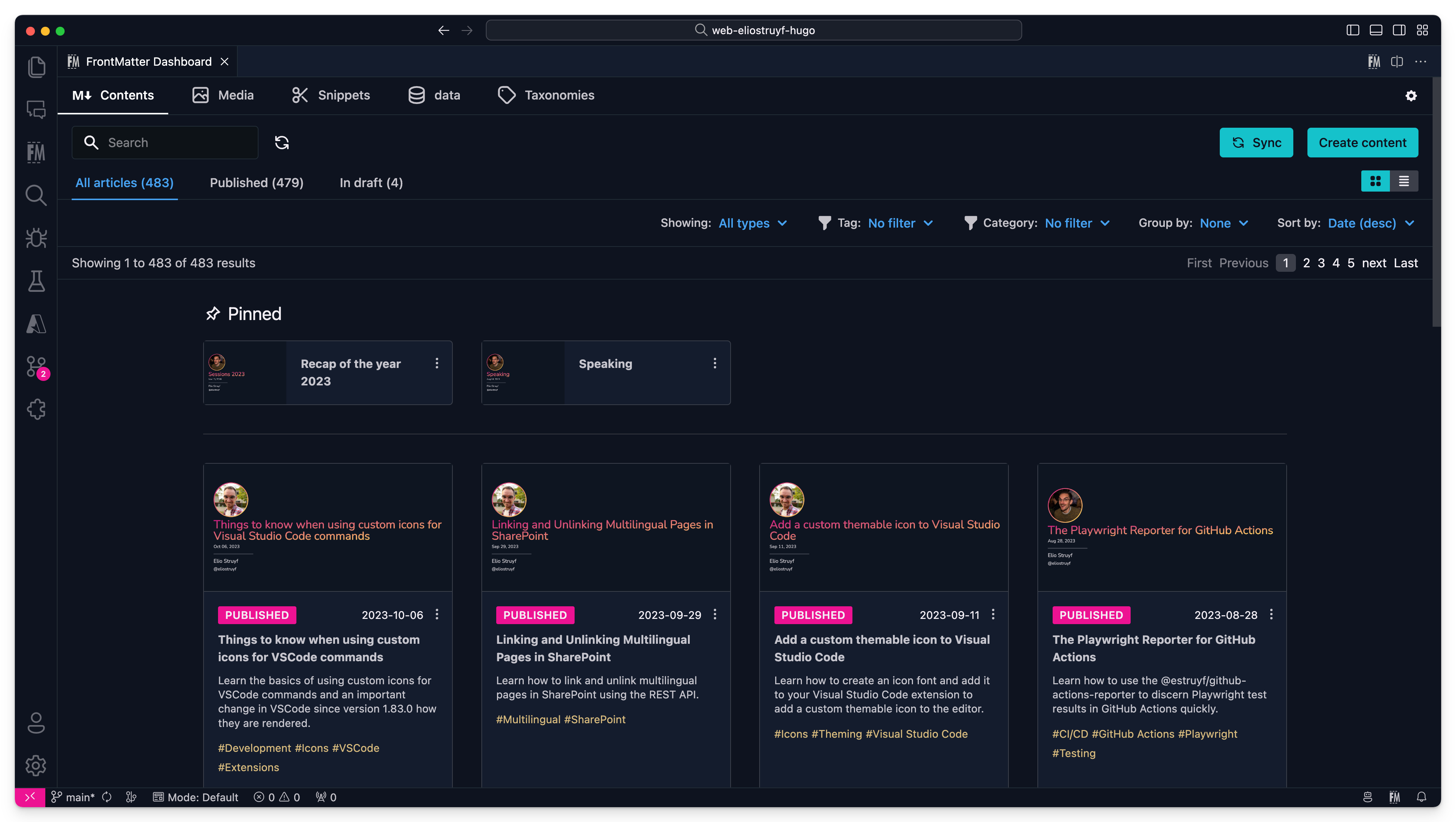 Pinning content to your dashboard